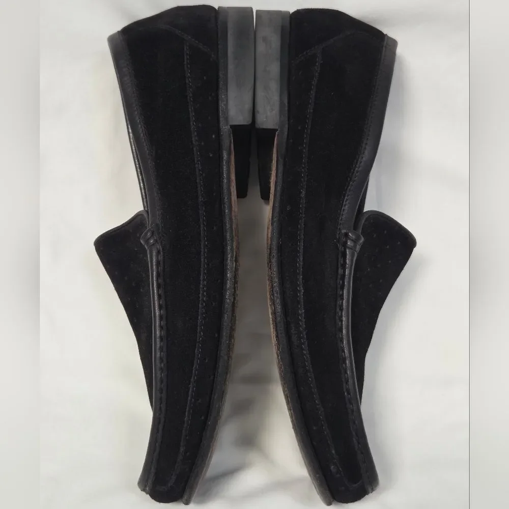 Renzo Favero Mens Black Perforated Suede Loafers 8.5